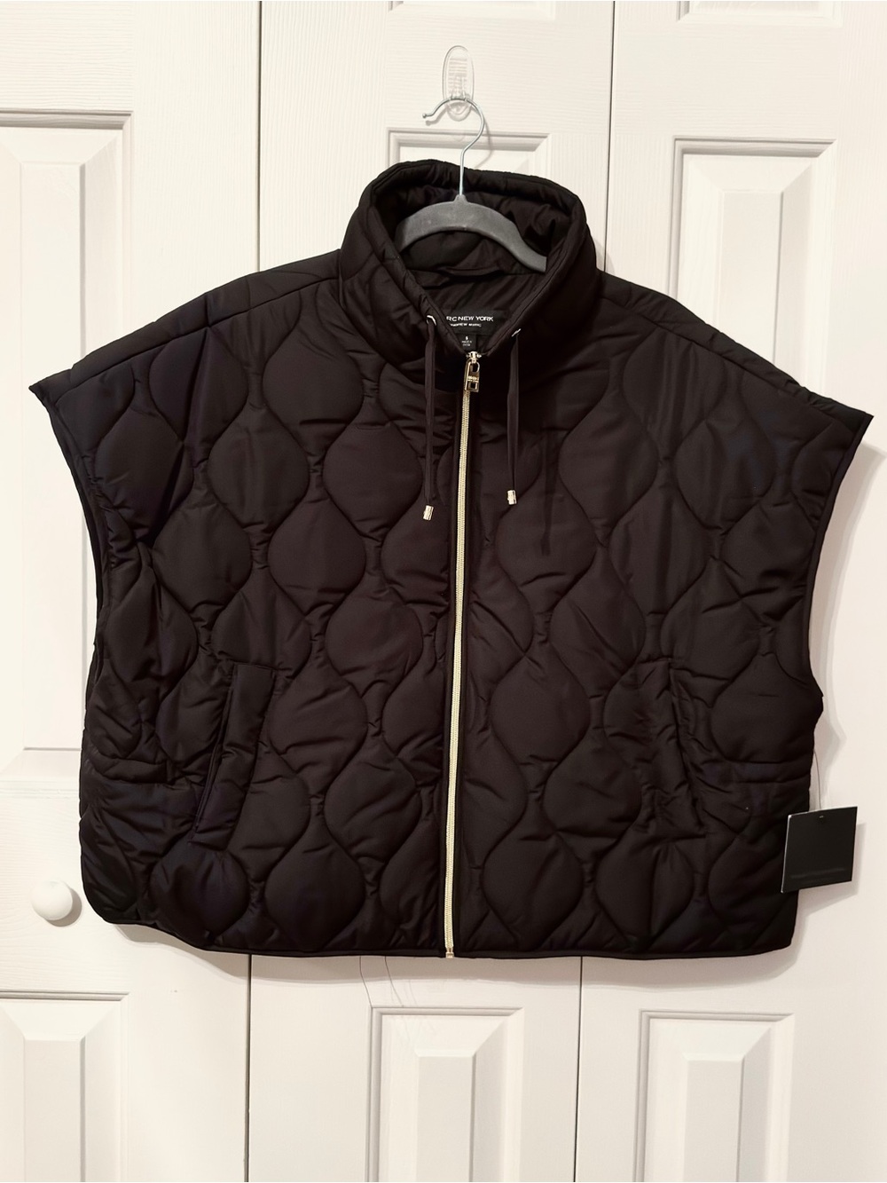 Marc New York Black Quilted Sleeveless Puffer Vest with Gold Zipper